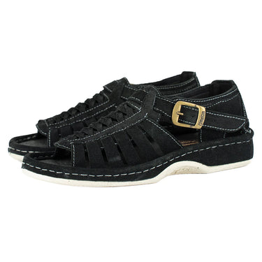 Omega Black Suede Sandal