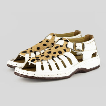 Omega Kgosi White Cheetah Sandal