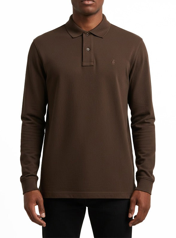 Polo Brown Ls Pique Golfer – Rochelli
