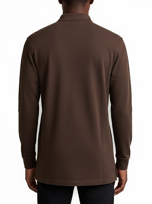 Polo Brown Ls Pique Golfer – Rochelli