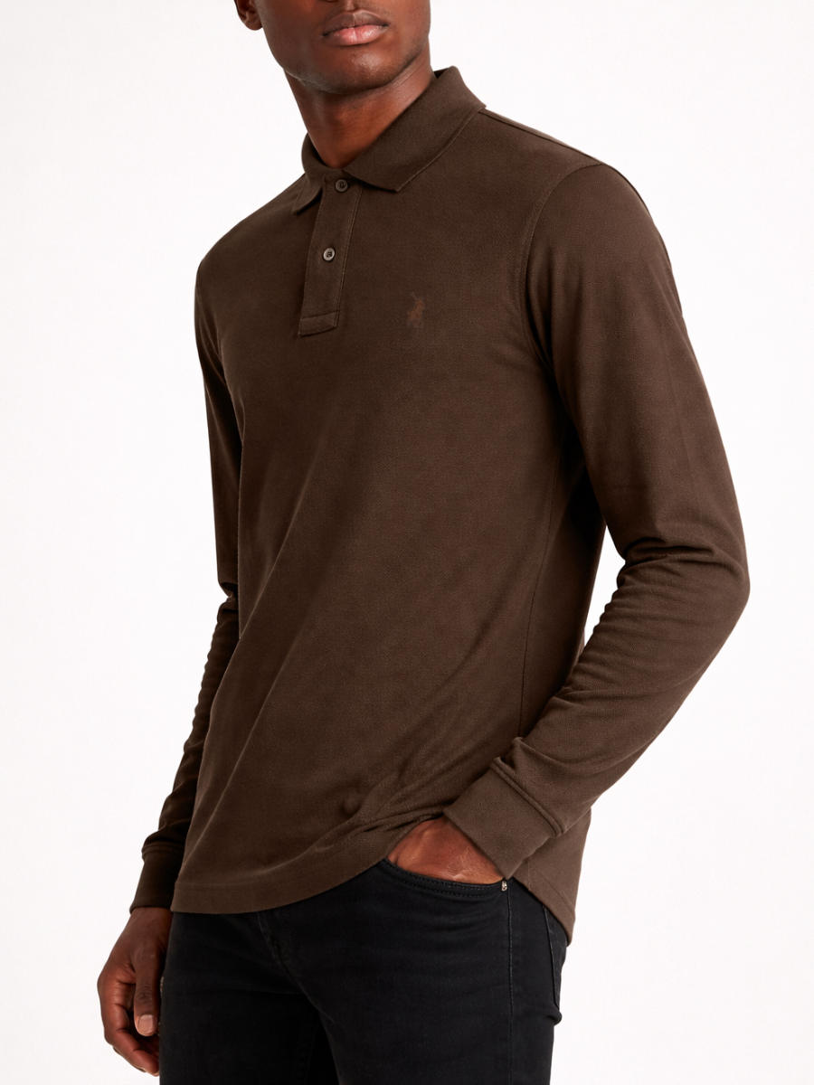 Polo Brown Ls Pique Golfer – Rochelli