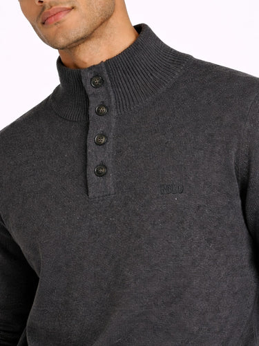 Polo Charcoal Button Knitwear