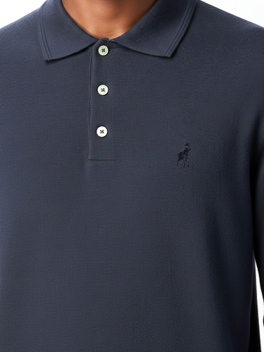Polo Navy Ls Pique Golfer