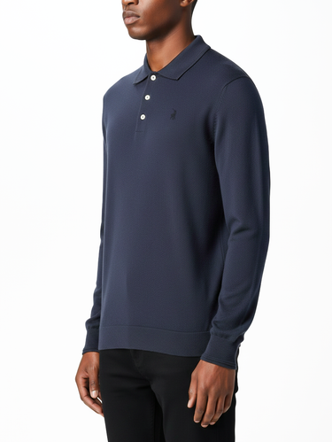 Polo Navy Ls Pique Golfer