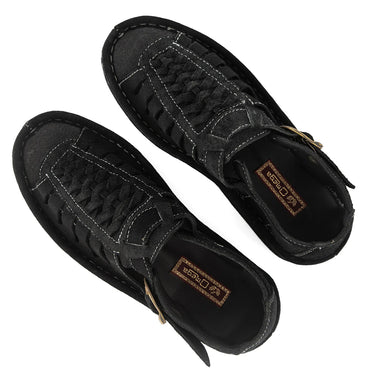 Omega Black Suede Sandal