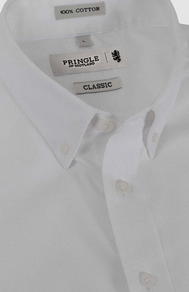 Pringle Alexander White Textured Easy Care Long Sleeve Classic Shirt