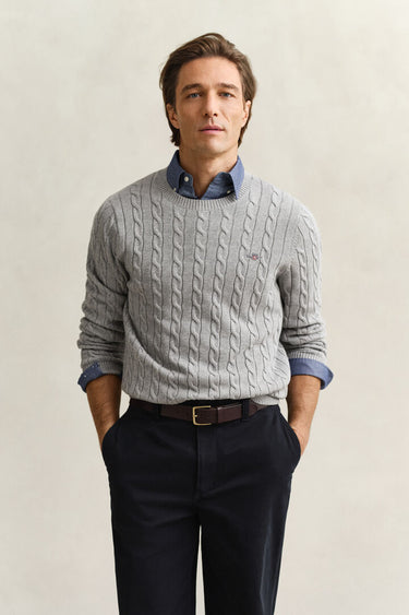 Gant Grey Cable Crew Neck